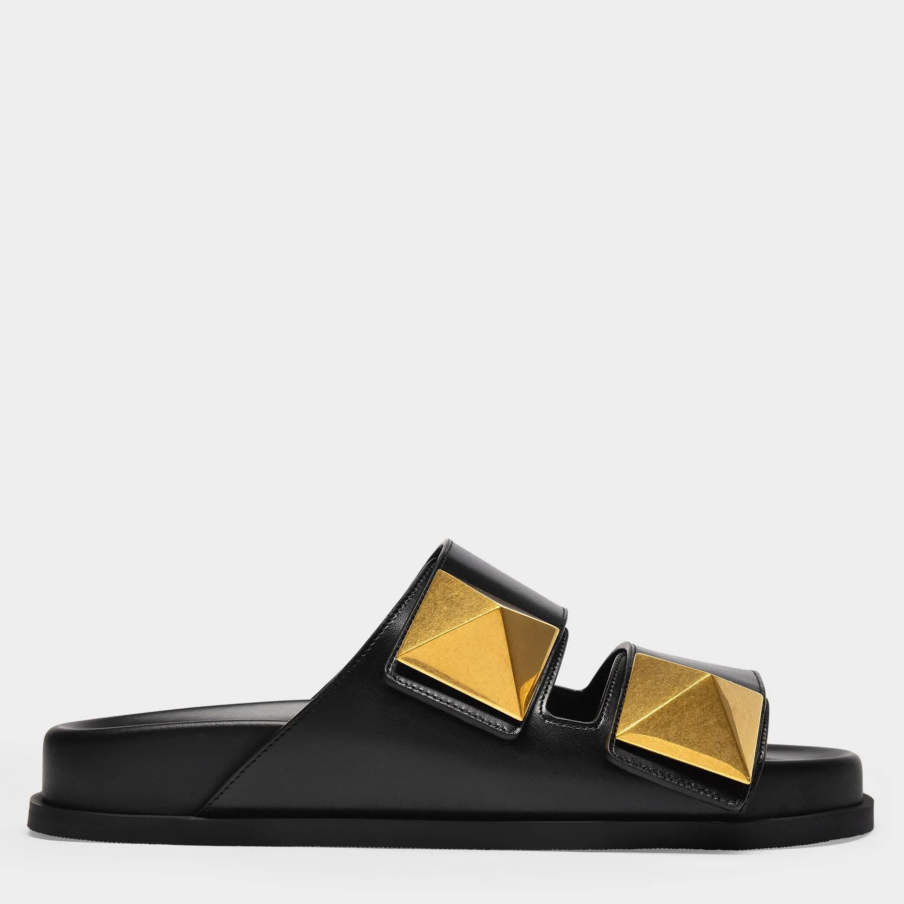 Valentino Garavani  One Stud Sandals in Black Leather