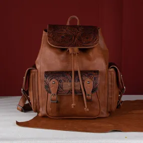 WG12-9110B  Wrangler Vintage Floral Tooled Backpack - Brown