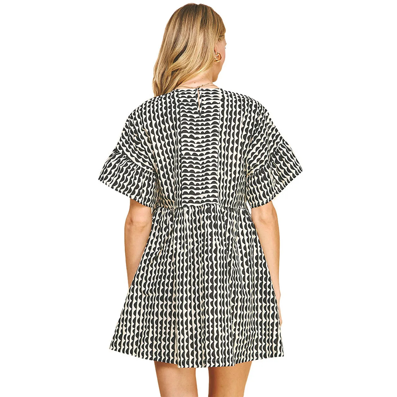 Women's Pinch Print Short Sleeve Tunic Mini Dress