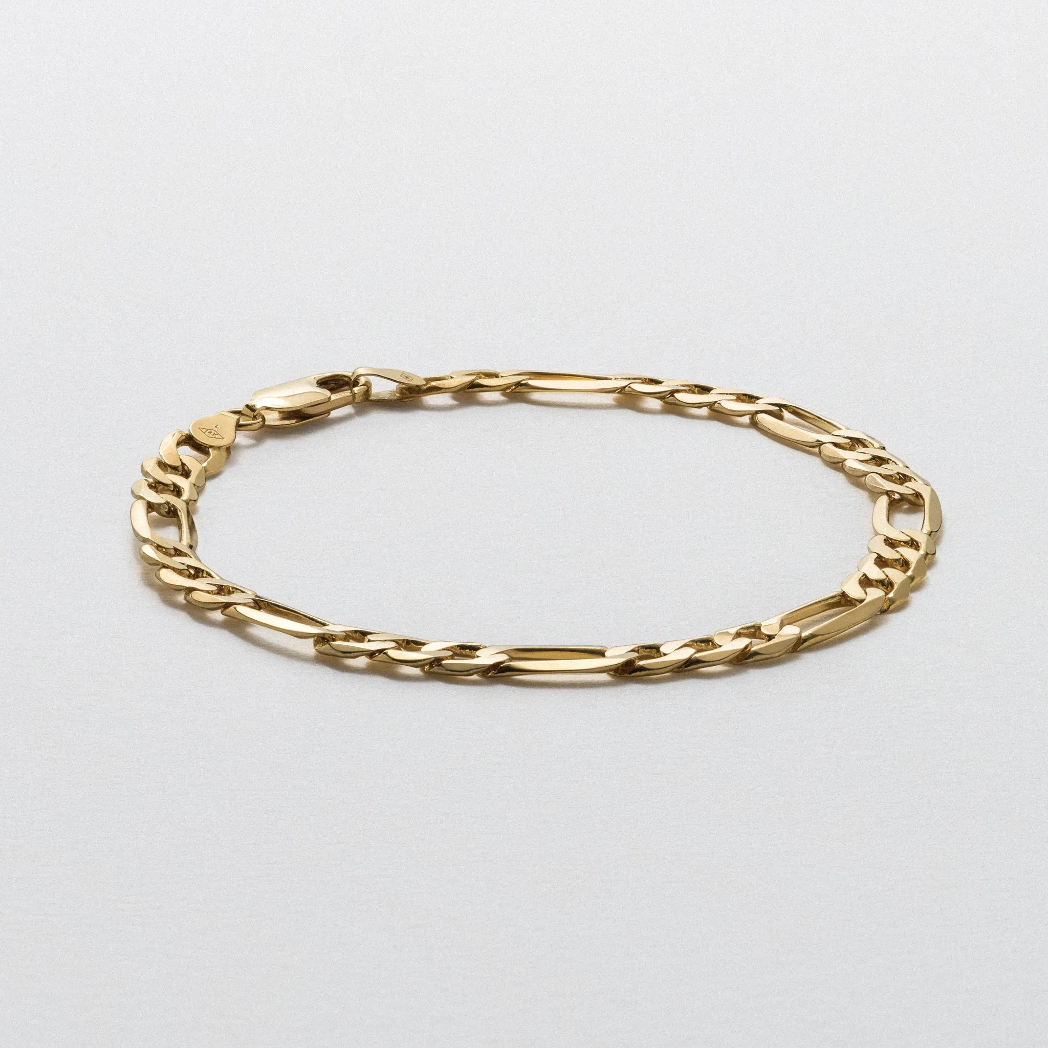 Yellow Gold Figaro Bracelet - Polished 5.5mm