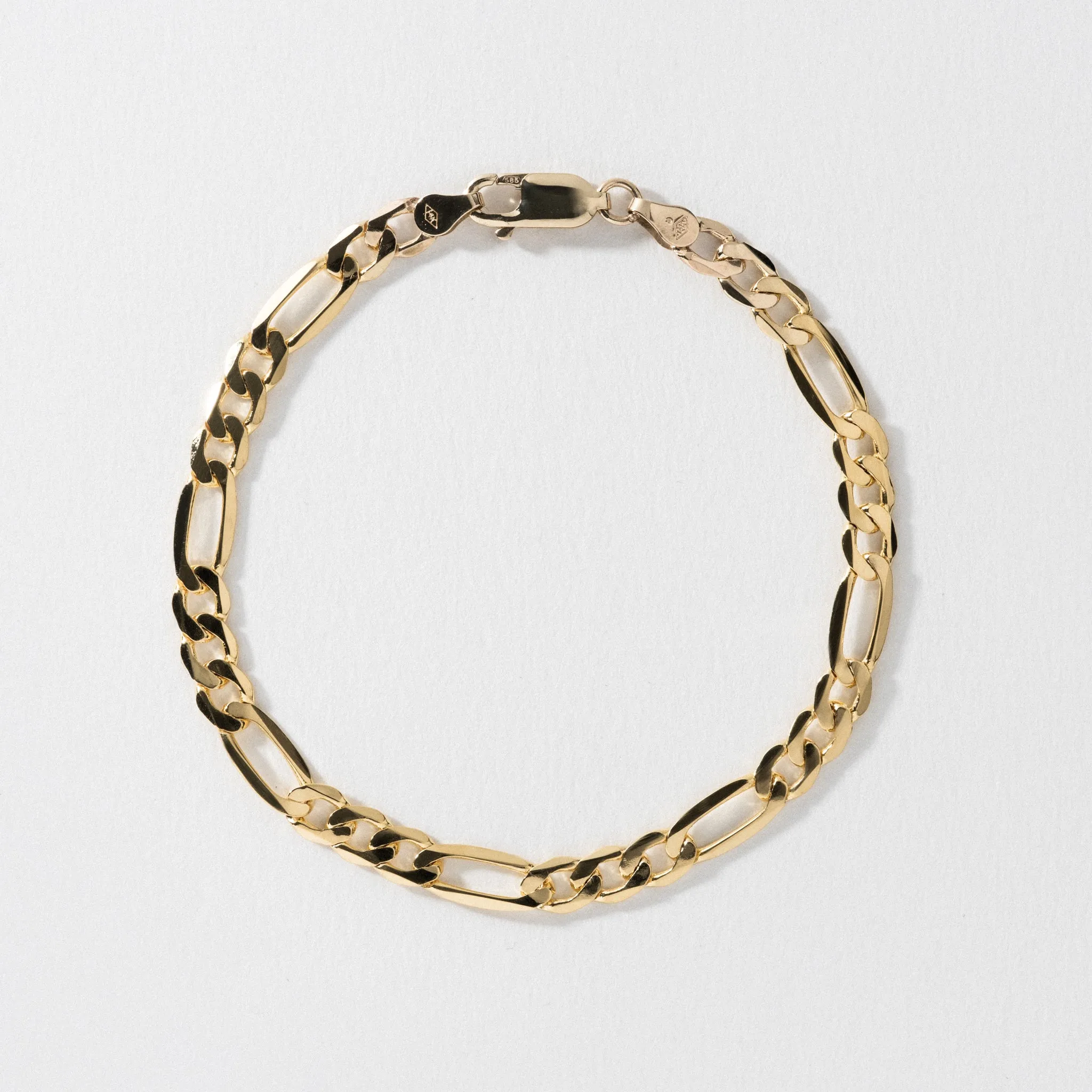 Yellow Gold Figaro Bracelet - Polished 5.5mm