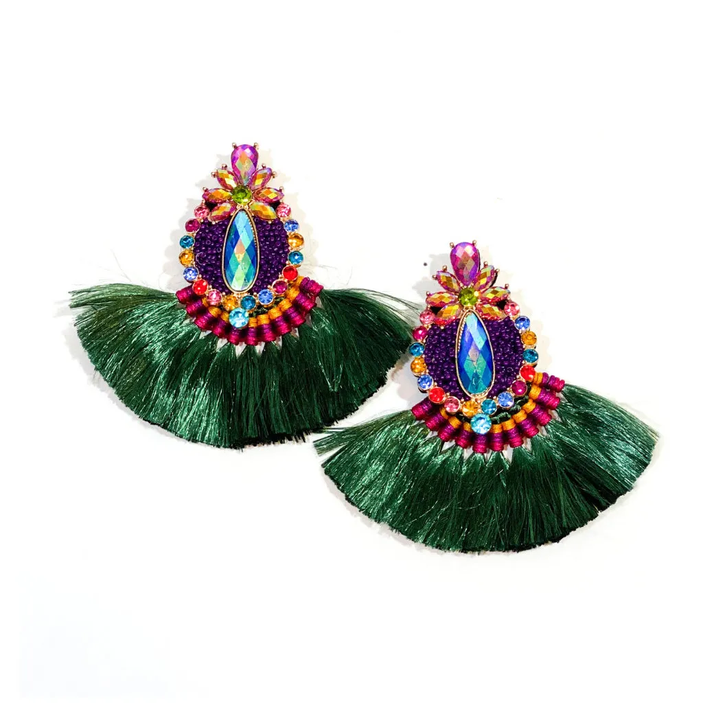 'Zuri' Jeweled Tassel Earrings