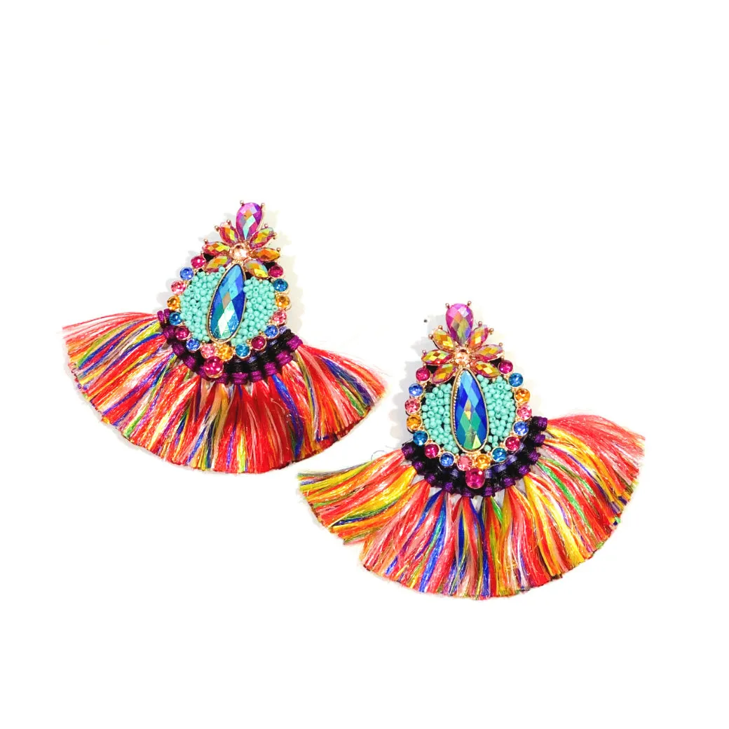 'Zuri' Jeweled Tassel Earrings